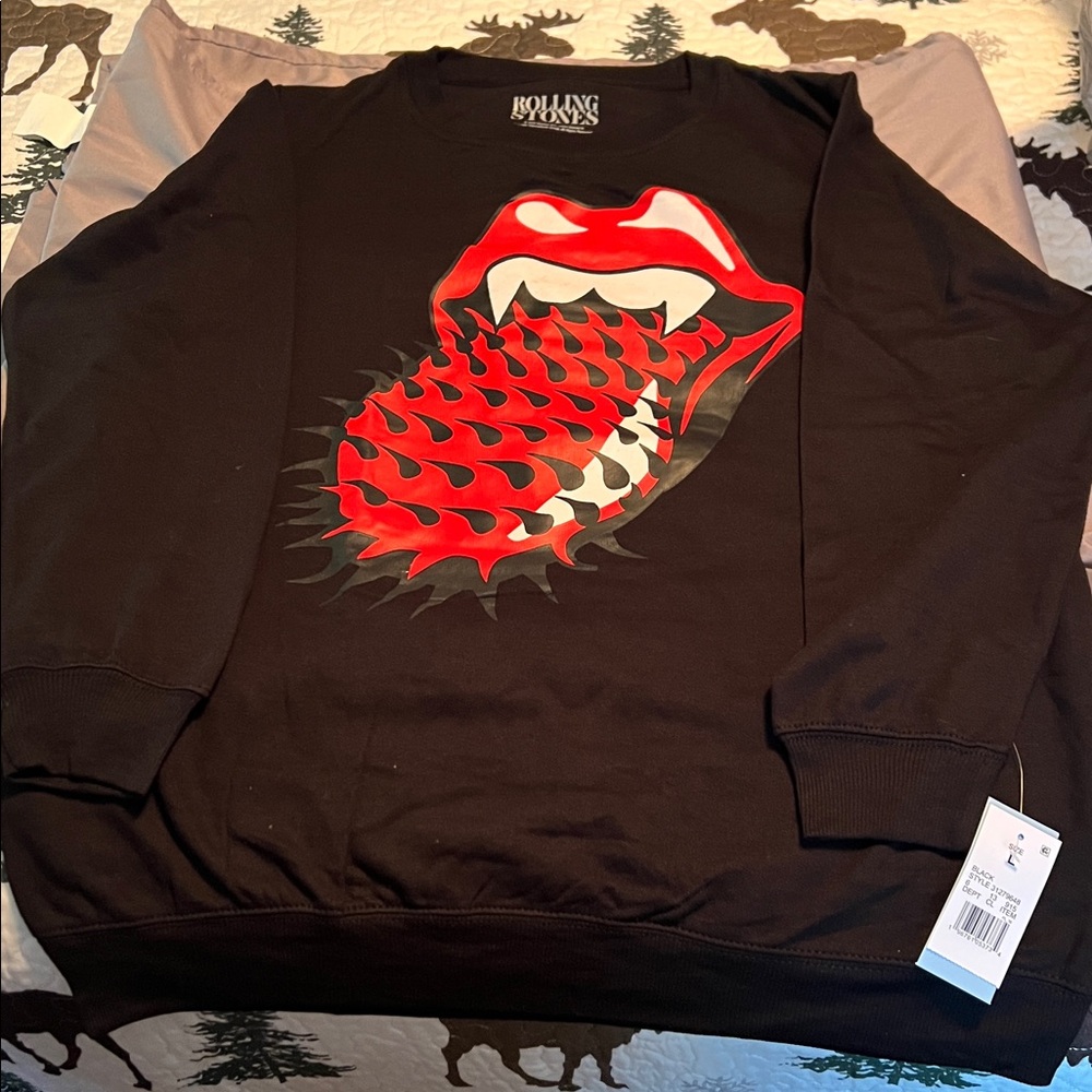 Rolling Stones Black Sweatshirt with Red Graphic